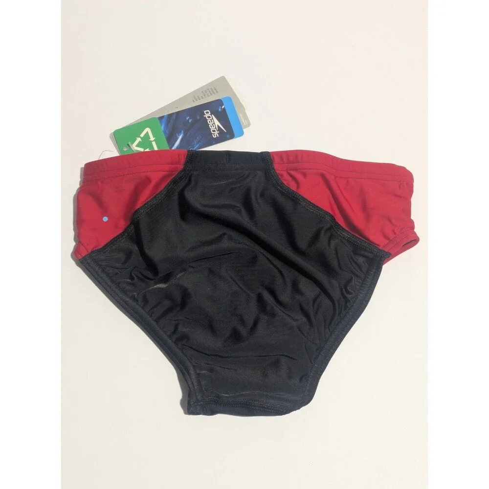 Speedo Tone Setter Colorblock‎ Swim Brief Black Red Mens 24